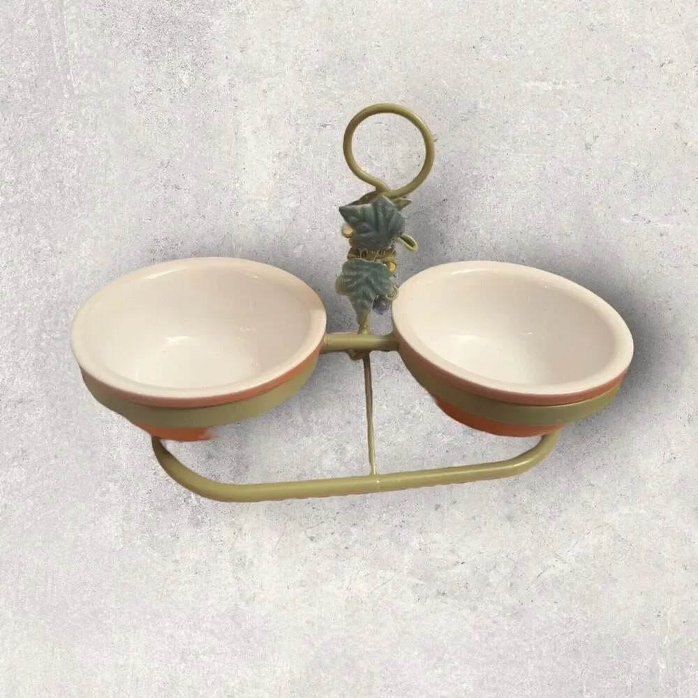 Condiment/Dip Terracotta Bowl Set With Stand